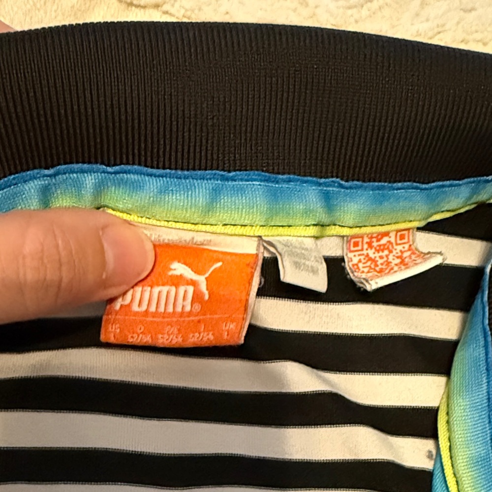 Puma Men's Striped Blue and Black Polo - Picture 2 of 5